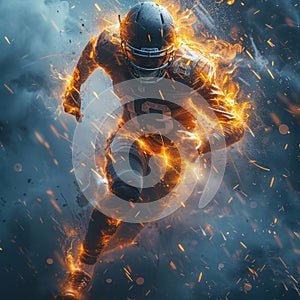 a football player running on fire