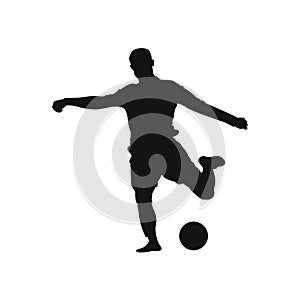 Football Player shooting a ball silhouette vector illustration