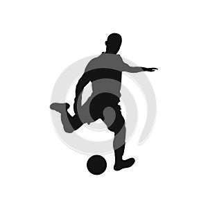 Football Player shooting a ball silhouette vector illustration