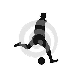 Football Player shooting a ball silhouette vector illustration