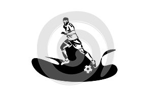 Football Player shooting a ball silhouette vector illustration