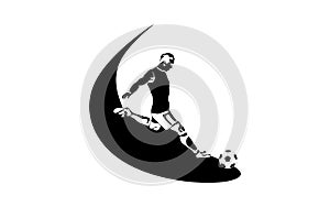 Football Player shooting a ball silhouette vector illustration