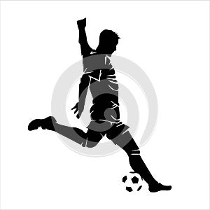 Football player Silhouette Sport, football, hand, sports Equipment Football player logo, kick ball Sport, Soccer