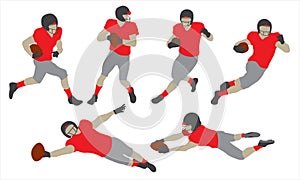 Football player silhouette vector set design sports