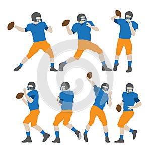 Football player silhouette vector set design sports