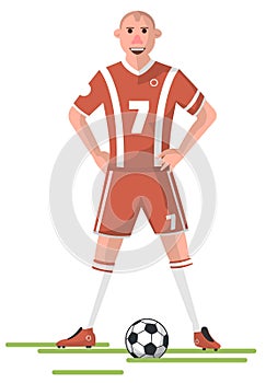 Football player, sports equipment and uniform