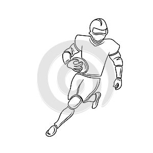 Football player vector illustraton Bblack outline photo