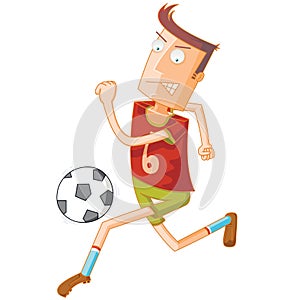 Football players run while dribbling the ball