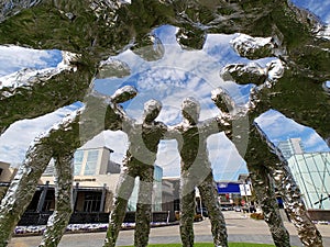 Football players sculpture in The Star Frisco Texas