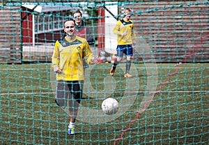 Football players in Seydisfjordur Iceland2