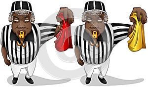 Football Referee with Flag and Whistle