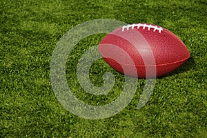 Football Resting on Artificial Turf