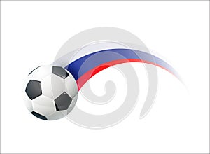 Football with Russian national flag colorful trail. Vector illustration design for soccer football championships, tournaments