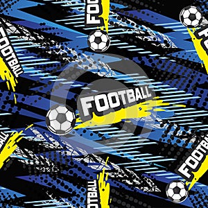 Football seamless pattern for boy. Sports balls on background