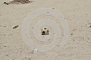 Football on the Seashore of the Grand Riviere Beach, Trinidad and Tobago, West Indies