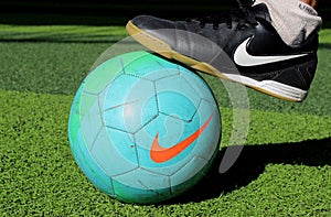 A Nike Football and a Nike Shoe