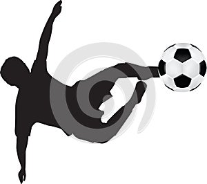 Football silhouette of flying kick