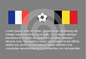 Football - soccer background happy man keep flag, vector stackman france vs belgium semi final 1/2