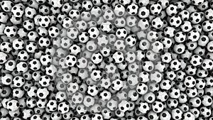 Football soccer ball background. Sport concept. A lot of soccer balls. 3d rendering illustration