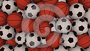 Football Soccer Ball and Basketball Ball Transition With Alpha Channel Falling Balls Fill Screen Composite Overlay