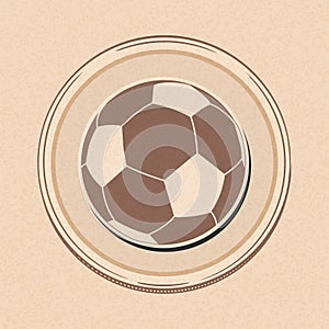 Football soccer ball drawing style on brown paper