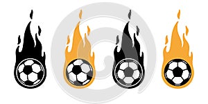 Football soccer ball fire vector icon logo sport cartoon character symbol illustration doodle design