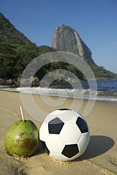 Football Soccer Ball with Fresh Coconut Rio Beach