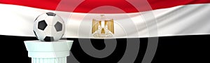 A football soccer ball in front of Egypt flag
