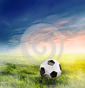 Football, soccer ball on grass