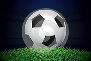 Football / Soccer Ball On Grass On Stadium. Vector Illustration.