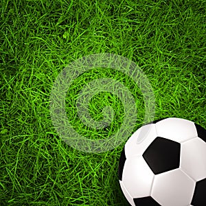 Football, soccer ball on green grass field