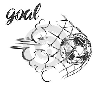 Football, soccer ball, sports game, emblem sign, hand drawn vector illustration sketch