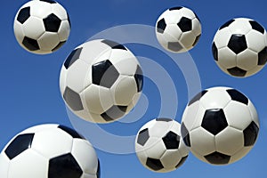 Football Soccer Balls Raining Down From Sky