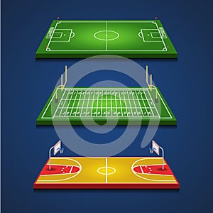 Football Soccer basketball fields infographics