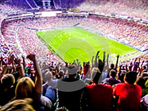 Football- soccer fans support their team and celebrate goal in f