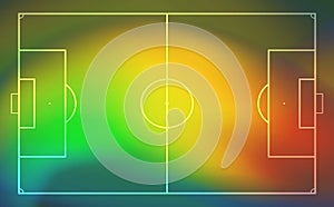 Football or soccer field with heat map for moving and location player during the game. Soccer game statistics or