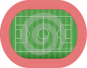 Football soccer field pitch vector with racetrack