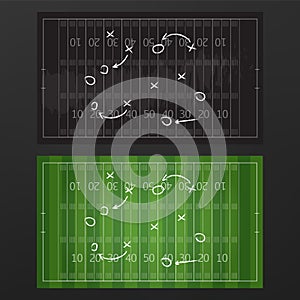 Football or soccer game strategy plan on blackboard wit