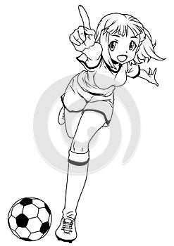 Football soccer girl penalty kick