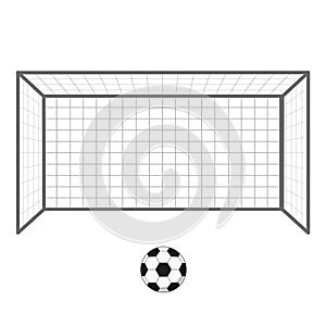 Football soccer goal and ball. Gates goalie isolated on white background.