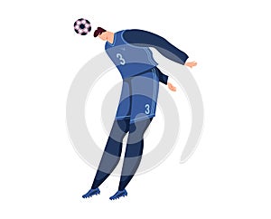 Football soccer male player kick ball, isolated on white vector illustration. Sport people action in game, young man