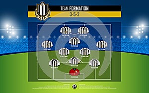 Football or soccer match formation infographic.