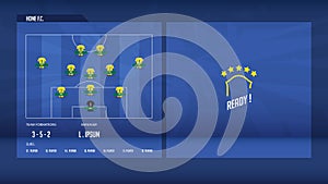 Football or soccer match lineups formation infographic. Set of football player position on soccer field.