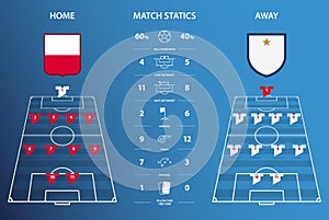 Football or soccer match statistics infographic. Flat design. Vector Illustration.