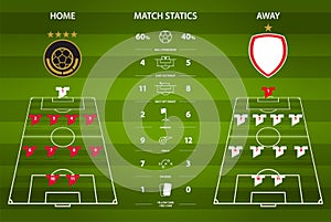 Football or soccer match statistics infographic. Flat design. Vector Illustration.