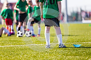 Football soccer match. Training and game for children. Soccer tr