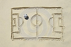 Football Soccer Pitch Line Drawing in Sand