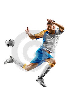 football soccer player in action isolated white background