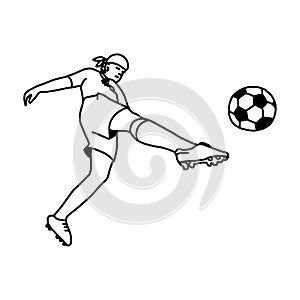 Football soccer player in action - vector illustration sketch ha