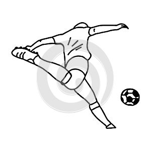 Football soccer player in action - vector illustration sketch ha